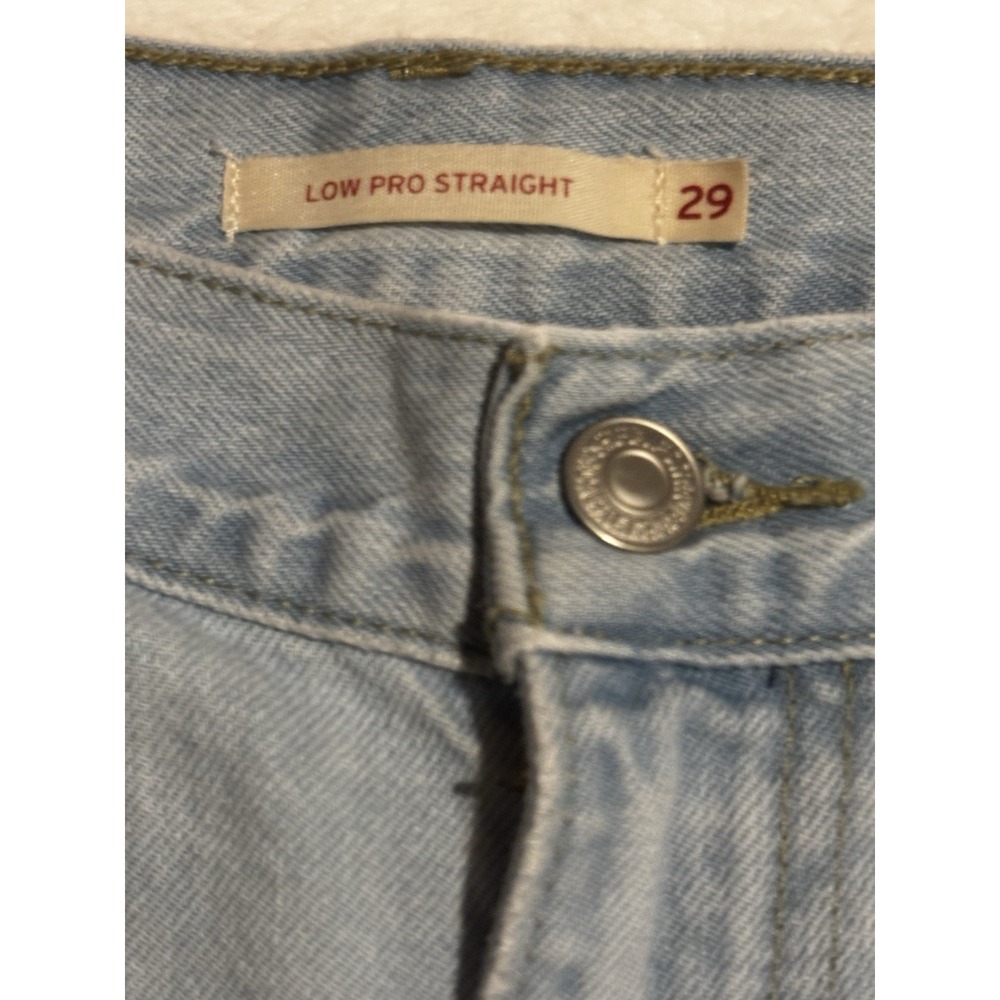Levi's Women's Jeans 29 Low‎ Pro Straight Leg Light Wash Denim Holes Distressed - Picture 2 of 11